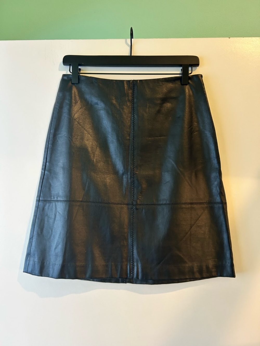Black Faux Leather A-Line Skirt